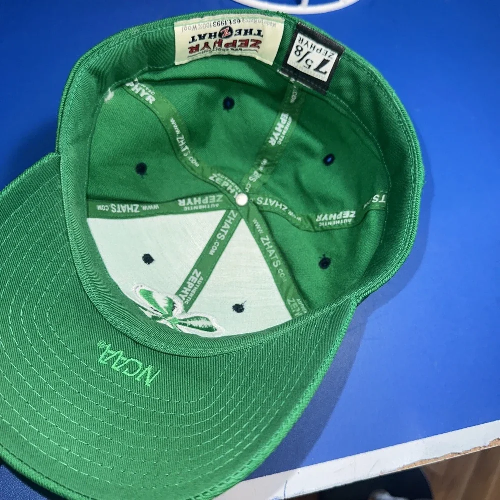 New Notre Dame Fighting Irish Zephyr Celtic Kelly Green Clover Hat‎ Size 7 5/8